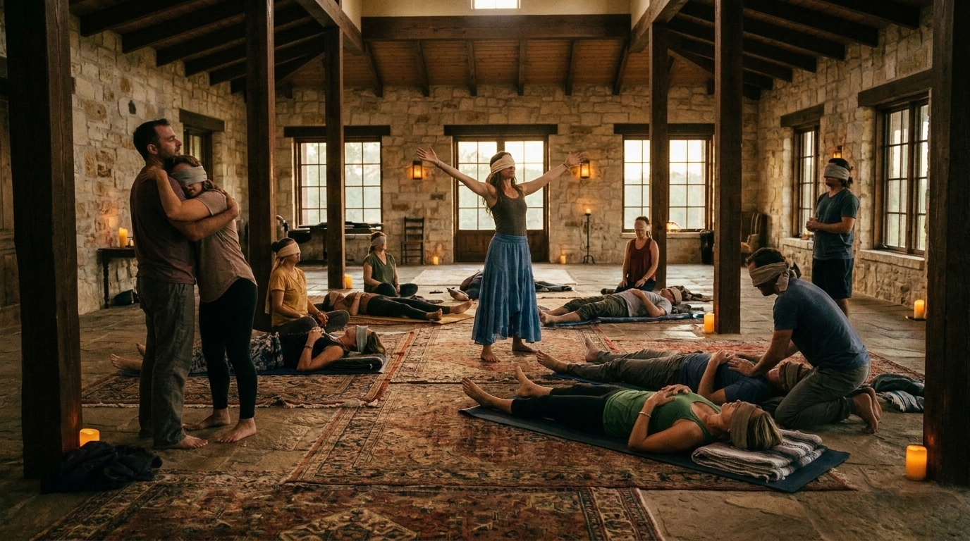 Group in peak movement during an Embodied Trance session